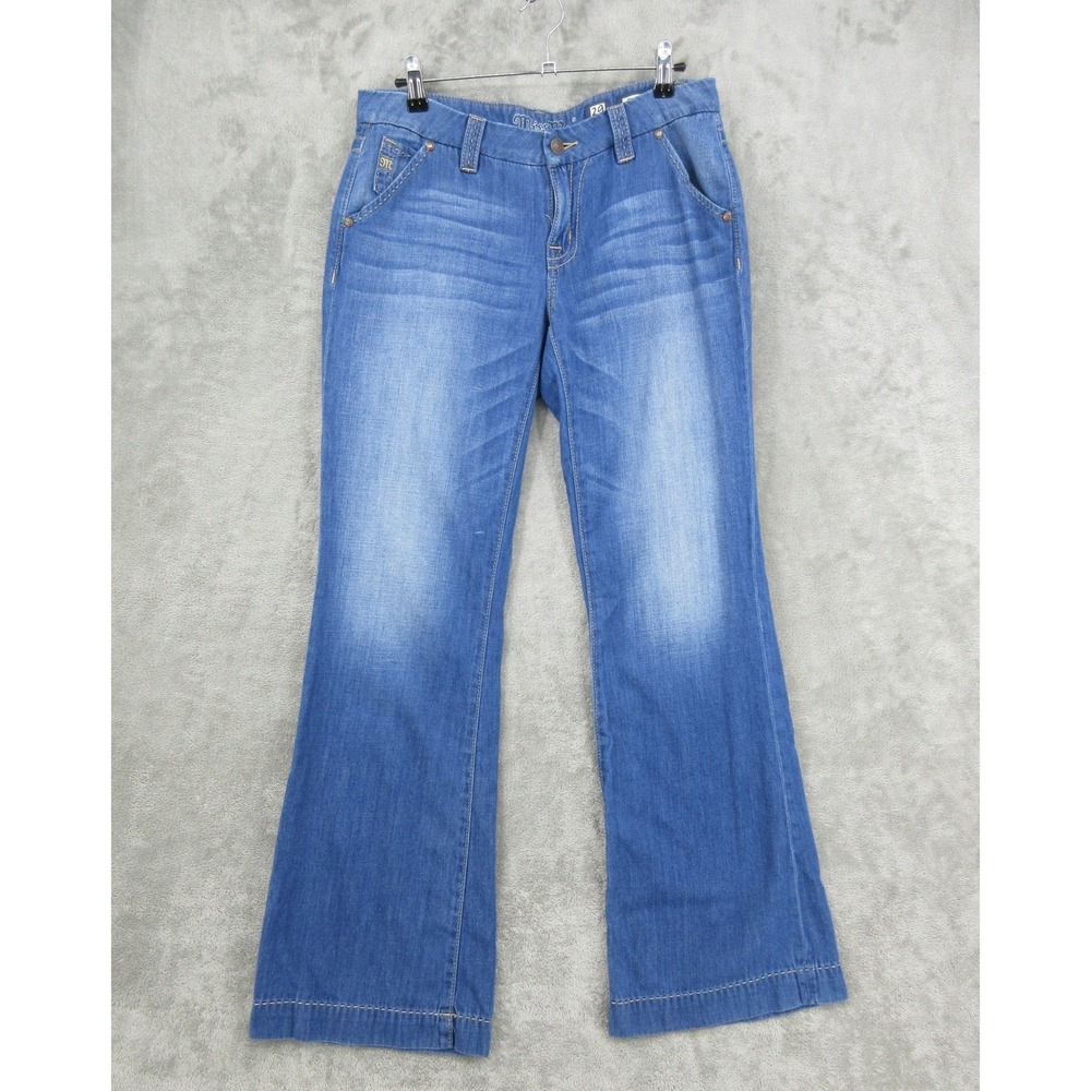 Miss Me Jeans Women 29 Mid Rise Wide Leg Cotton Distressed Medium Wash Pockets‎